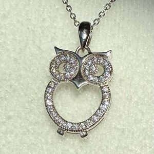 925 Silver Owl Pendant and Necklace